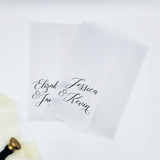 Personalized Vellum Wrap with Couples Names (Set of 10) Invitation Jackets and Overlays