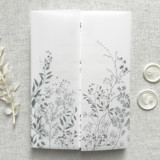 Dark Green English Botanical Garden Floral Printed Vellum Wrap For 5x7 Invitation, Plant Motif Wrap, Custom Color | Set of 10 Invitation Jackets and Overlays