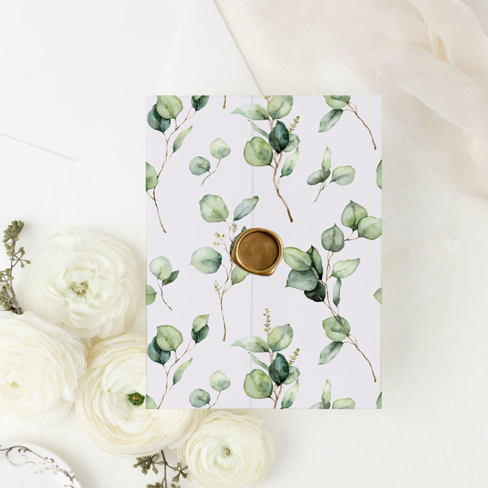 Eucalyptus Greenery Rustic Vellum Wrap for Wedding Invitations Set of