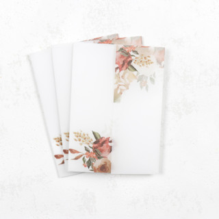 Red and Brown Fall Floral Vellum Jackets | Size 5x7 | Set of 25 Invitation Jackets and Overlays