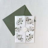White Neutral Wildflower Vellum Jacket for Wedding Invitations | Set of 10 Invitation Jackets and Overlays