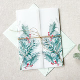 Holly Pine Berries Vellum Jacket | Set of 10 Invitation Jackets and Overlays