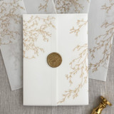 Faux gold greenery vellum wrap for invitations | Set of 10
