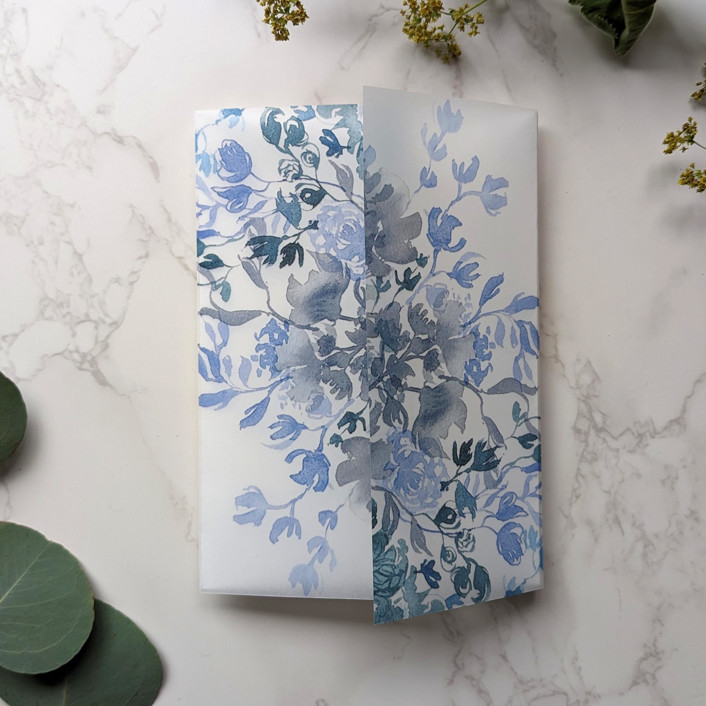 Leafy Watercolor Vellum Wrap Set of 10 Invitation Jackets and