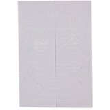 Monstera Leaves in White Matt Stamping Foil on Vellum Jackets, Set of 10 Invitation Jackets and Overlays