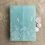 Under the sea aqua blue colored vellum wrap for 5x7 card  | pack of 10 Invitation Jackets and Overlays