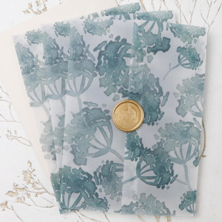 Blue Watercolor Dandelion Vellum Jackets | Set of 25 Invitation Jackets and Overlays