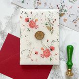 Red Wildflower Vellum Jacket for Wedding Invitations (10 Pack) Invitation Jackets and Overlays