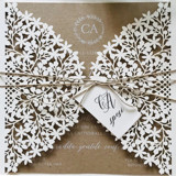 Custom Floral Laser Cut Elegant Cover | Set of 10 | Envelopes Included Invitation Jackets and Overlays
