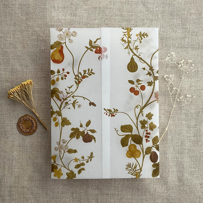 Autumn harvest botanical garden vellum wrap for 5x7 card | pack of 10 ...