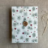 Holly berries green pine leaves printed vellum wrap for 5x7 card | pack of 10 Invitation Jackets and Overlays