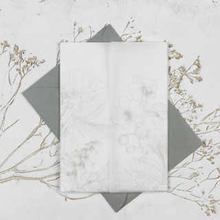 Cream Monstera Orchid Sketch Vellum Jackets | Size 5x7 | Set of 25 Invitation Jackets and Overlays