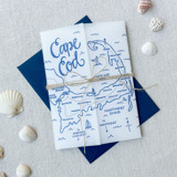Cape Cod Vellum Jackets | Set of 10 | Blue & Green Color Options Invitation Jackets and Overlays