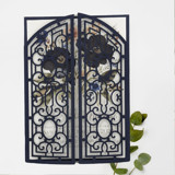 Navy, Art Deco, Laser Cut Invitation Jacket, Qty 10 Invitation Jackets and Overlays