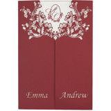Custom Laser Cut Cover with Names and Flowers Motif | Set of 10 | Envelopes Included Invitation Jackets and Overlays