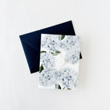 Blue Hydrangea Floral Printed Vellum Jacket For 5x7 Card Invitation Jackets and Overlays