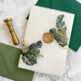 Tropical Faux Gold Foil Vellum Wraps (10 pack) Invitation Jackets and Overlays