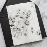 Classic Black Floral Vellum Paper | Set of 10 Printed Vellum Jackets Invitation Jackets and Overlays