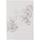 Modern Vellum Jacket Real Pink Foil Stamping Roses, Set of 10 Invitation Jackets and Overlays