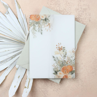 Orange Citrus Vanilla Vellum Wraps | Set of 25 Invitation Jackets and Overlays