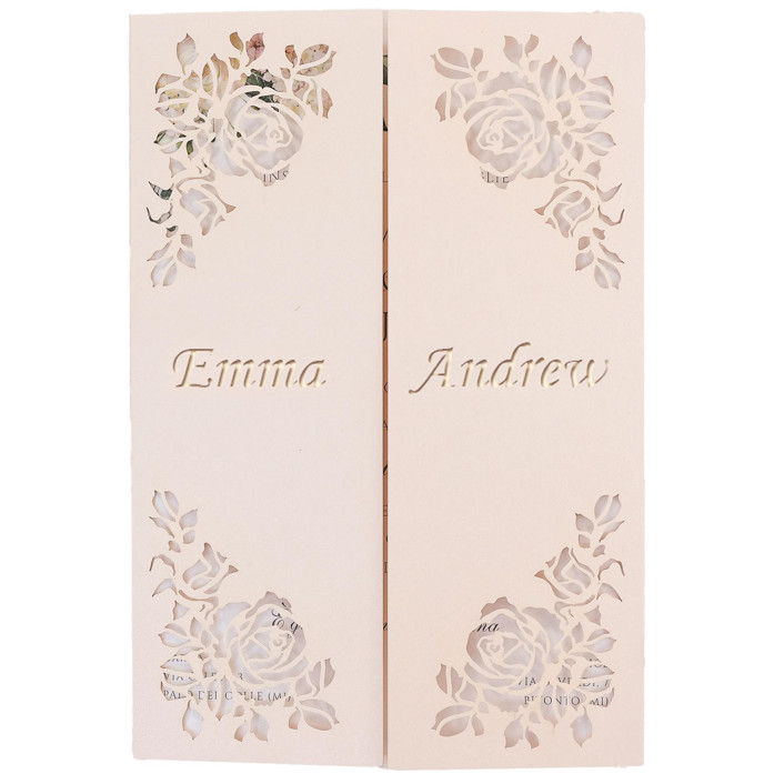 NEW!!! Personalized Names Gatefold with Intricate Laser Cut Roses for