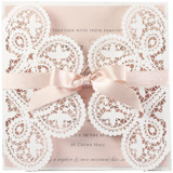 Custom Intricate Lace Laser Cut  Elegant Cover | Set of 10 | Envelopes Included Invitation Jackets and Overlays