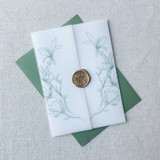 Magnolia Branches Vellum Jackets | Set of 10 | Blue & Green Color Options Invitation Jackets and Overlays