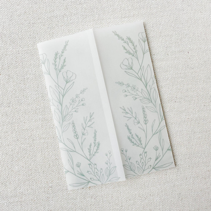 Botanical Florals Vellum Jacket Set of 10 Dark Sage Invitation