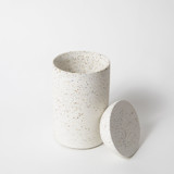 Cotton Swab Holder - White Terrazzo Decorative Storage