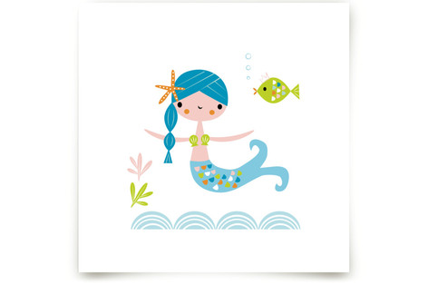 Blue Mermaid Children's Art Prints