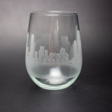 San Diego, California Skyline Stemless Wine Glass Glassware