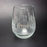 San Francisco, California Skyline Stemless Wine Glass Glassware