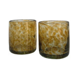 Hand Blown Speckled Glass Tumblers in Amber - Set of 2 Glassware