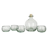 Hand Blown Mexican Glass Decanter Set for Mezcal or Tequila Glassware