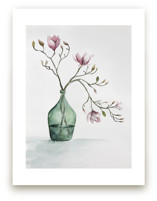 Magnolia in Green Vase by Karen Kaul