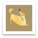 Yellow Lab with Red Bal... by Tracy Ann