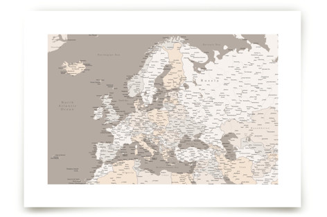 Map of Europe with cities Fine Art Prints