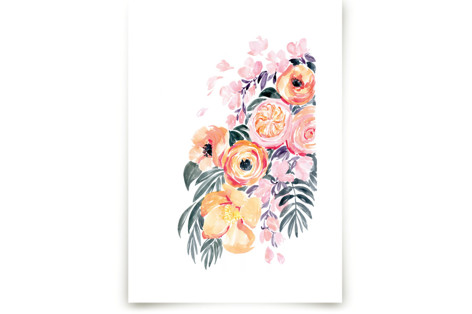 Danette watercolor bouquet Fine Art Prints