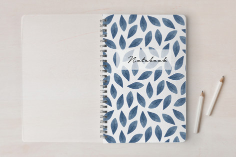Blue Watercolor Leaves Notebook