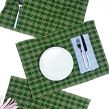 Chiapas Green Plaid Handwoven Cotton Placemats, Set of 4 Placemats