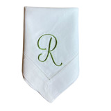 Embroidered Dinner Napkins with Single Monogram Script Font- Set of 4 Napkins
