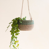Natural + Sage Round Hanging Planter Planters