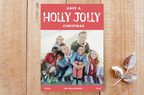 Herringbone Holly Jolly Custom Stationery