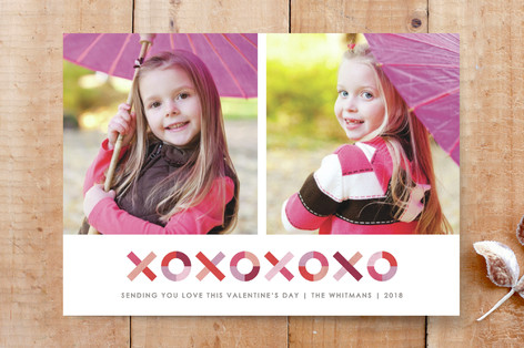 Hugs & Kisses 2-Photo Card Custom Stationery