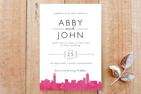 Skyline Boston Wedding Invitation Custom Stationery