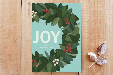 Joy Holiday Wreath Custom Stationery
