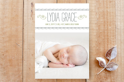 Curlicues Birth Announcement Custom Stationery