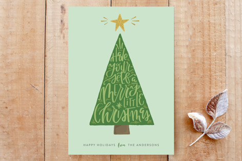 Handlettered Holiday Tree Custom Stationery