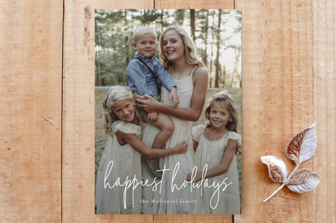 happiest script holiday card Custom Stationery