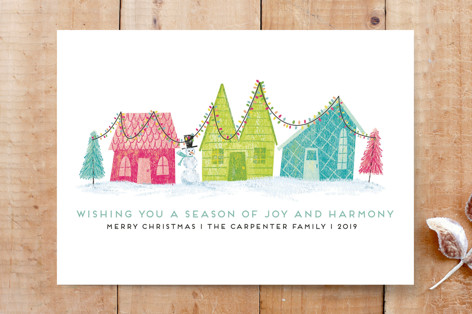 Retro Christmas Town Custom Stationery